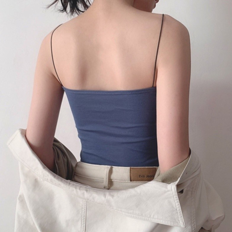 OOTD] Women Thin Sleeveless Strap Singlet with Pad Woman Sexy Tank Top  Solid Color Back Beauty Camisole Tube Perempuan | Shopee Malaysia