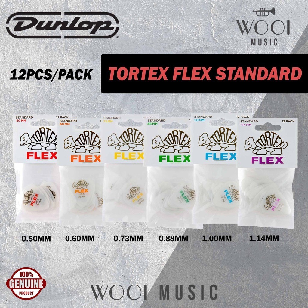 Jim Dunlop Tortex Flex Standard Guitar Pick - Made In USA (12pcs/Pack ...