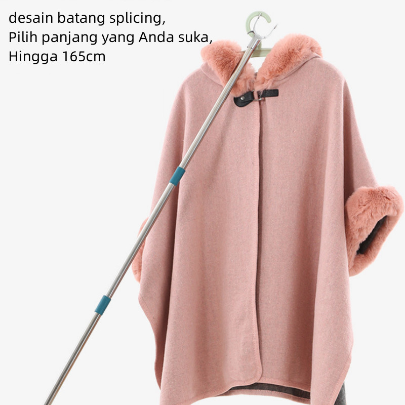 4 parts 167cm Clothesline Pole Clothes Drying Stick Long Stainless ...