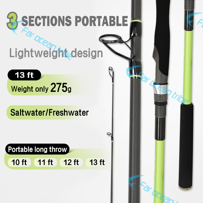NYA10ft/11ft/12ft /13ft 3-section portable MH far throw rod  saltwater/freshwater fishing rod spinning rod casting rod carbon fiber rod  Medium fishing rod light rod outdoor fishin | Shopee Malaysia