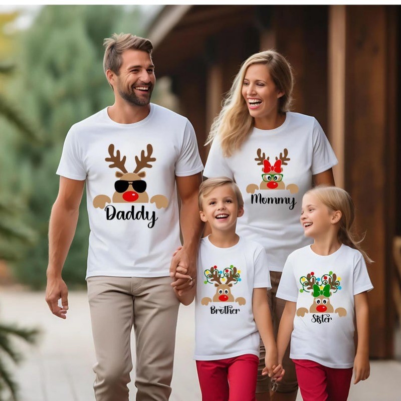 Fashion Reindeer Family Christmas Shirts Family Christmas Name Shirt Custom Christmas Shirt 2025 Christmas Group Tees Wholesale Shopee Malaysia