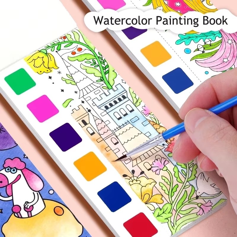 12 Sheets Portable Gouache DIY Watercolor Painting Book Portable ...