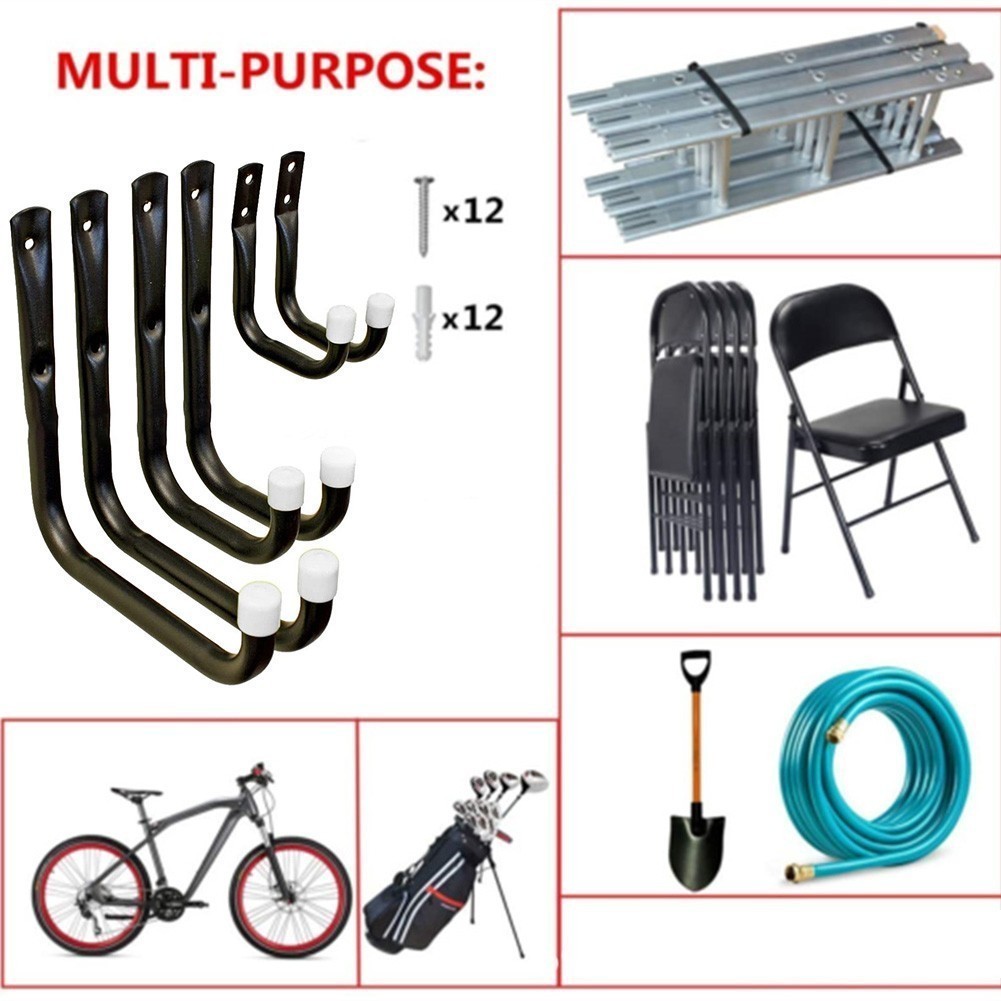 [weloves] Heavy Duty Storage Hooks Wall Mounted for Ladder Garage Bikes