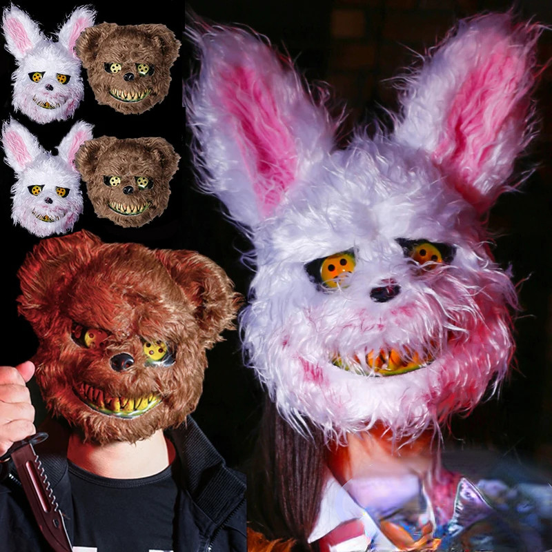 LED Horror Ghost Bear Bloody Bunny Rabbit Halloween Mask Adult Mask ...