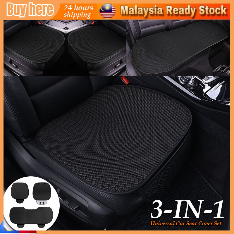 3 in 1 Car Seat Cover Set Front & Rear Back Cushion Universal Flax Seat ...