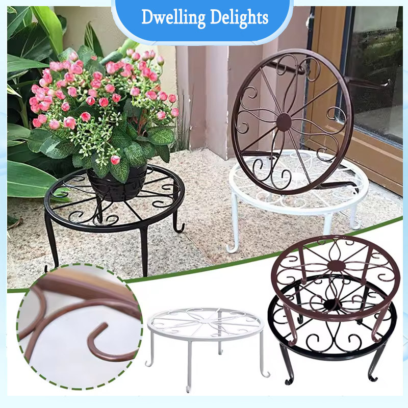 Plant Stand Floor Flower Pot Rack Round Home Indoor Outdoor Use Balcony ...