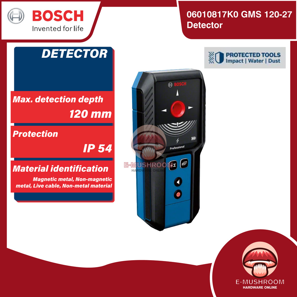 Bosch Wall Scanner Detector GMS120 D-Tect 120 for Metal Live Cable Wood ...