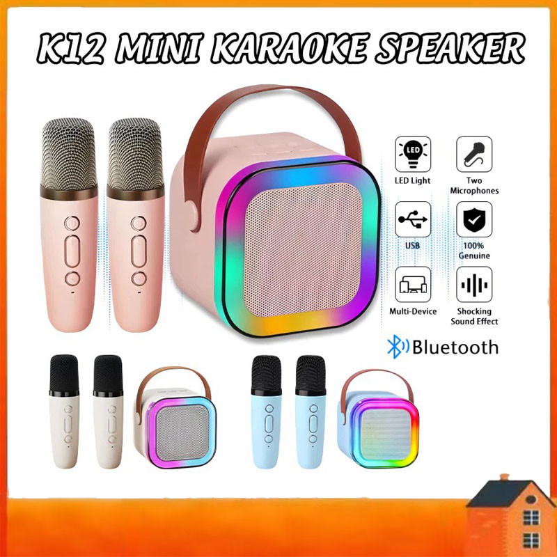 K12 Mini Karaoke Set Portable Bluetooth Home KTV with 2 Mics Speakers ...