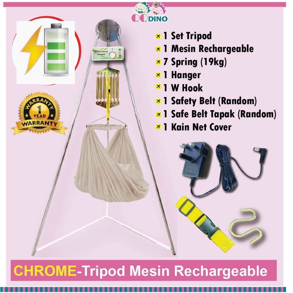 SET Baby Travel Spring Cot CHROME Rangka Buai Baby (Buaian Mudah Alih ...
