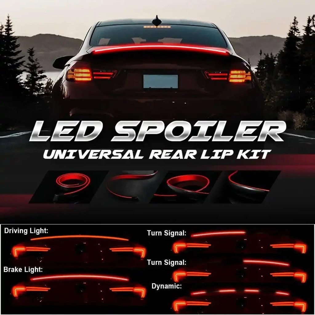 Dynamic LED Spoiler Universal Rear Trunk Spoiler Roof Wing Turn Signal ...