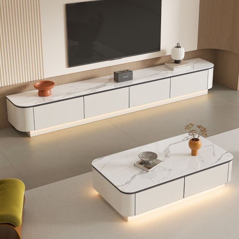 Tv Console Cabinet Rock Plate TV Cabinet Coffee Table Light Luxury ...