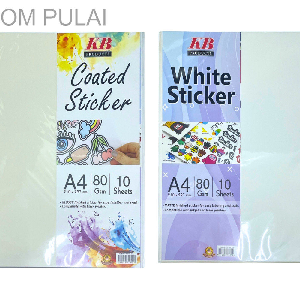 KB WHITE STICKER A4 80G /KB COATED STICKER A4 80G | Shopee Malaysia