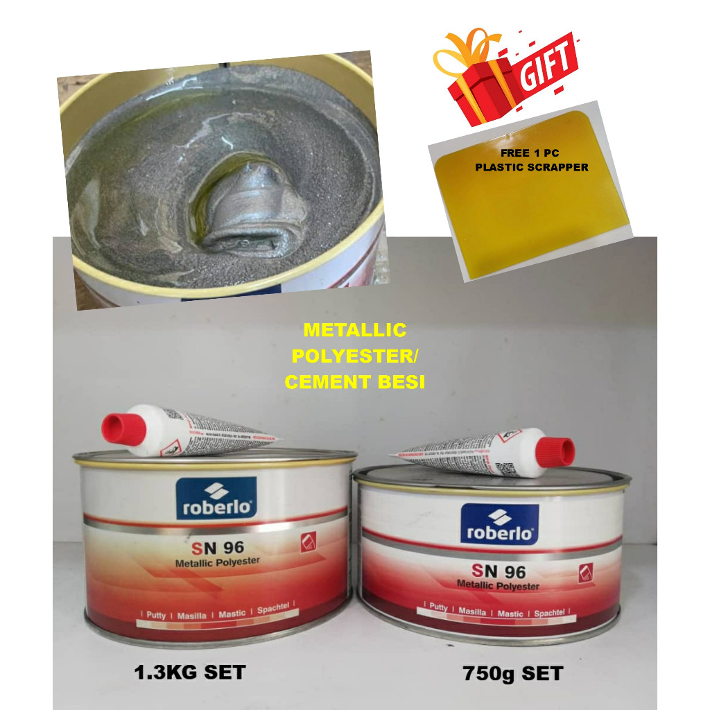ROBERLO SN96 METALLIC POLYESTER 1.3KG/750gm WITH HARDENER SET | Shopee ...