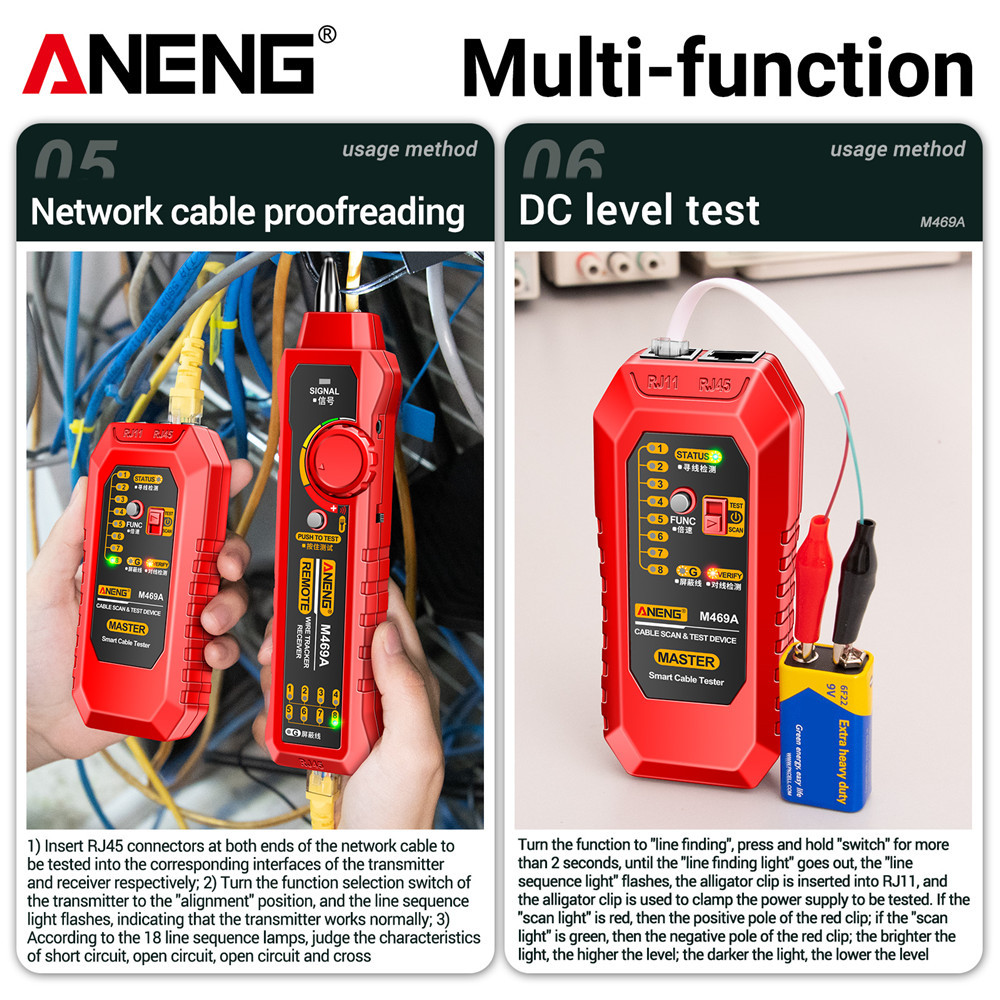 M469A Measure Cables Tool Smart Cable Finder Multi-function (Red ...