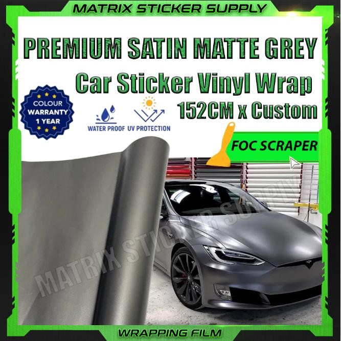 SATIN MATTE DARK GREY CAR STICKER(152CM-Custom)pelekat full body ...