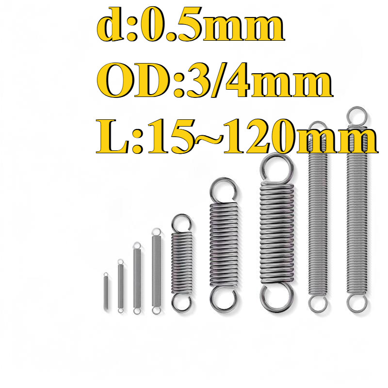 304 stainless steel Tension spring/spring d=0.5mm,OD3/4mm,L=15~120mm ...