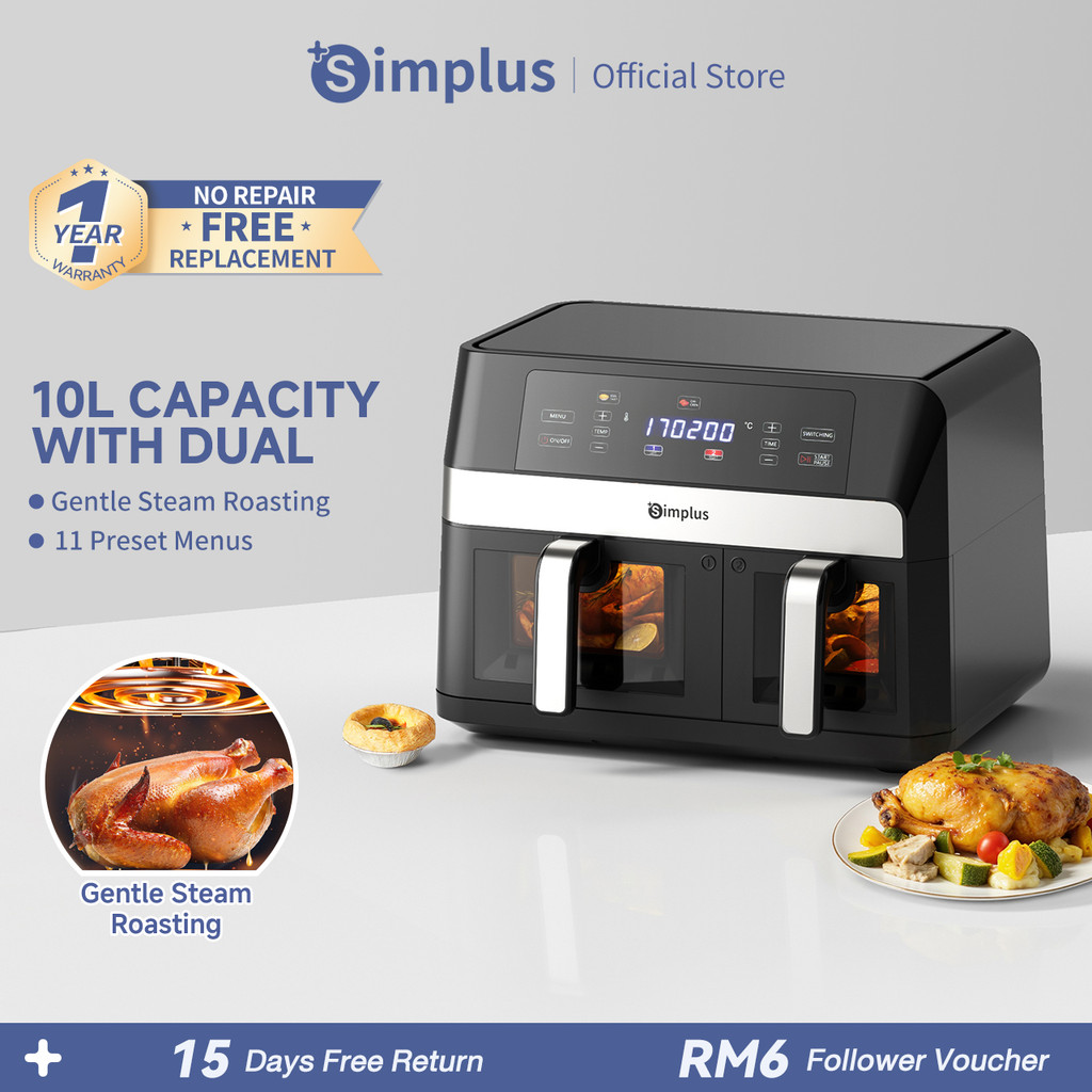 Simplus Air Fryer | 2800W丨Dual Baskets | 10L Ultra Large Capacity | LCD ...