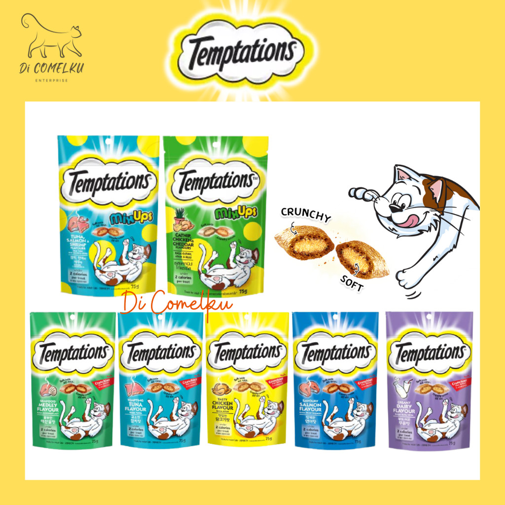 (75g) TEMPTATIONS Pocket Cat Treats | Makanan Snek Kucing Jajan ...