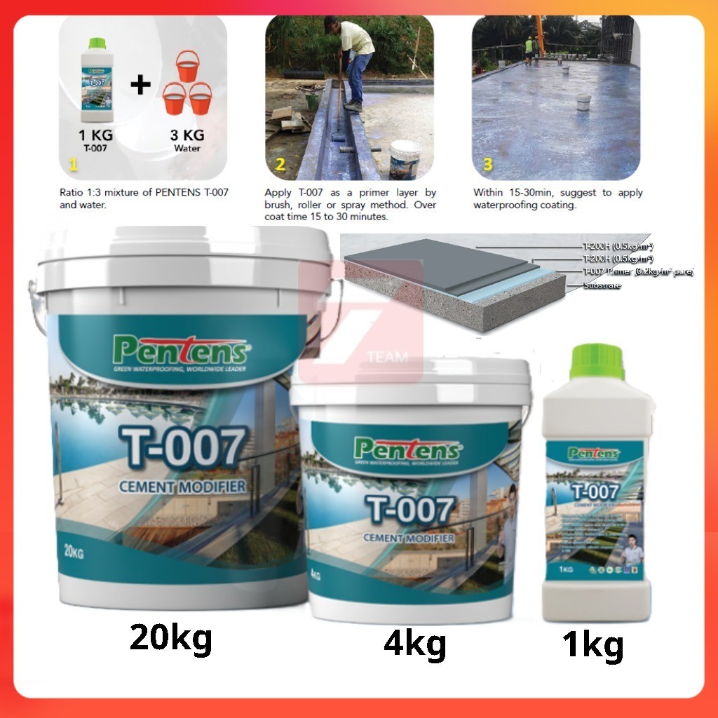 PENTENS T-007 Cement Modifier Waterproofing Primer l Bonding Agent l ...