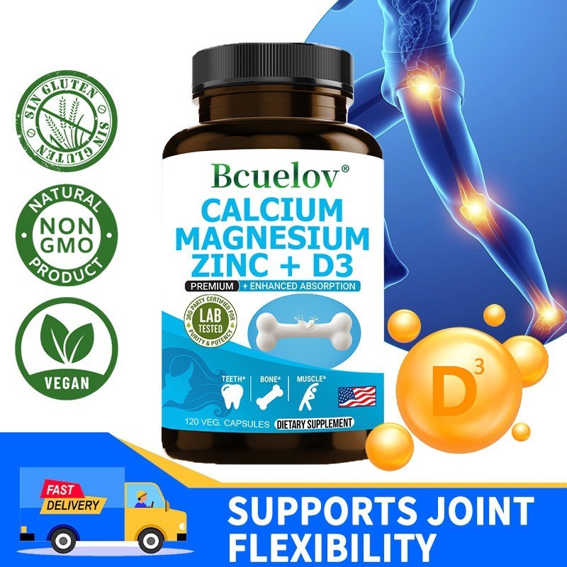 Calcium Magnesium Zinc + D3 Capsules, Dental and Bone Health Support ...