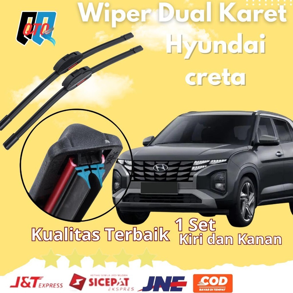 Hyundai Creta Frameless Car Double Rubber Wiper 1 Set Left and Right ...