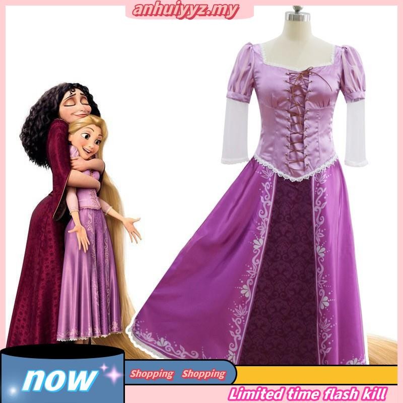 Adult Rapunzel Fancy Dress Cosplay Costume Princess Fairytale Tangled