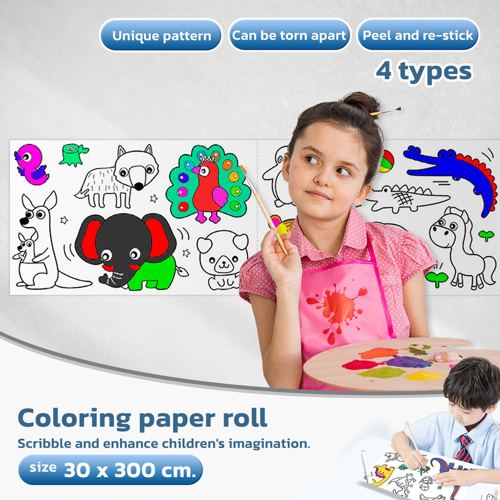Kids Graffiti Scroll Children Drawing Roll DIY Art color filling ...