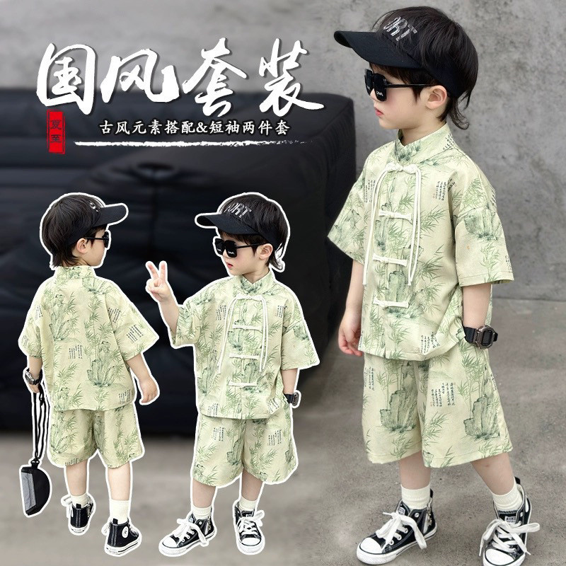 Boys' National Style Set男童装衬衫套装儿童新中式汉 …