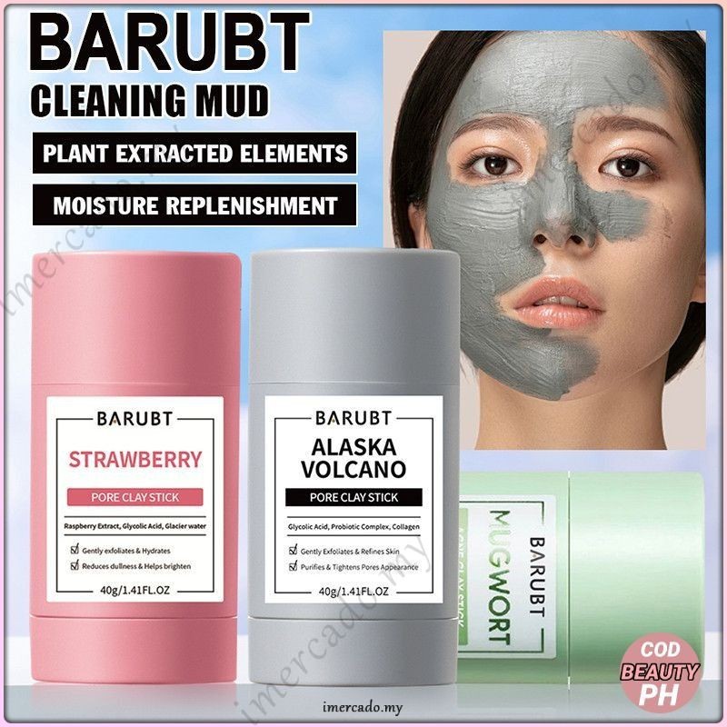 COD Barubt Strawberry Niacinamide Clay Mask Mugwort Clay Mask ...