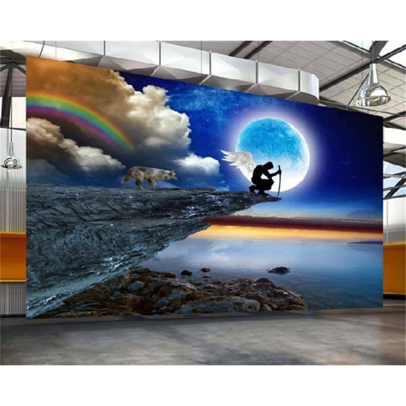 Custom Peak King Full Moon Night Creative Landscape Wallpaper 3D TV ...