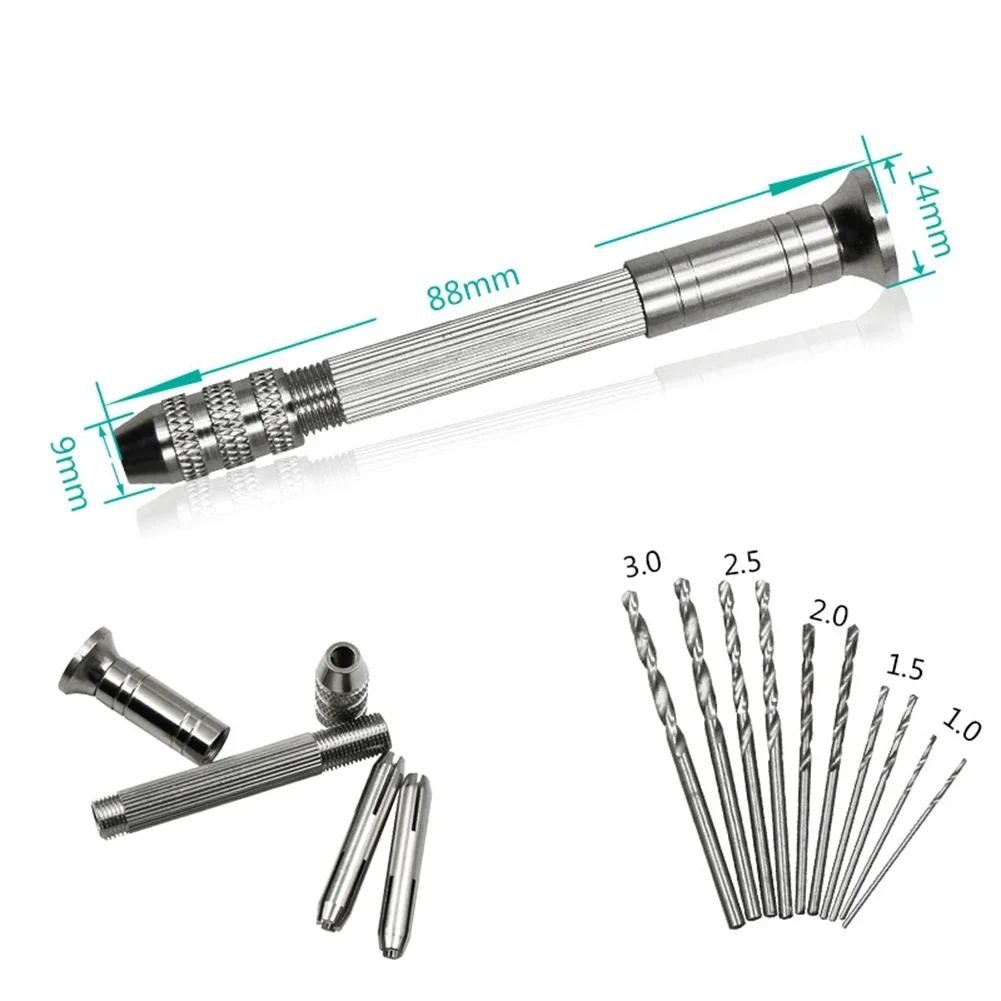 11pcs/Set Mini Hand Drill Woodworking Tools Drilling Rotary Tool Manual ...