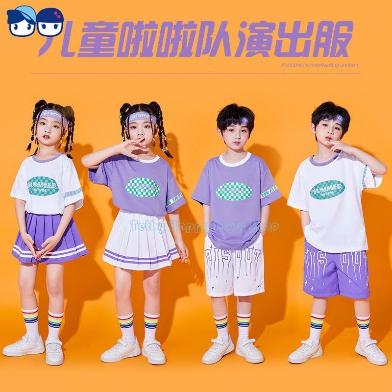 Kids Suit Cheerleader Dance Sports Show Costume for Girls Boys