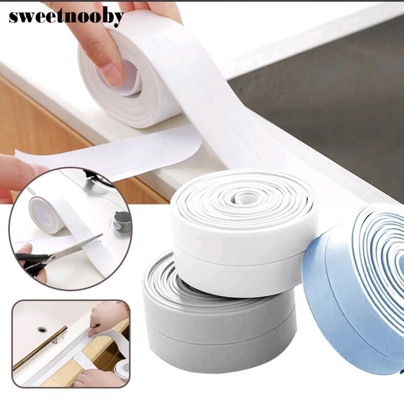 Bathroom Shower Sink Bath Sealing Strip Tape White PVC Self Adhesive Waterproof Wall Sticker For ...