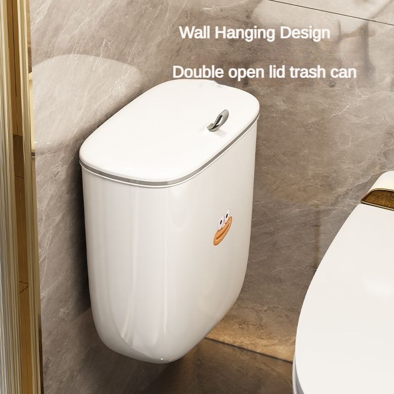 Bathroom 13L Trash Can Wall Mounted Hanging Trash Bin With Lid ...