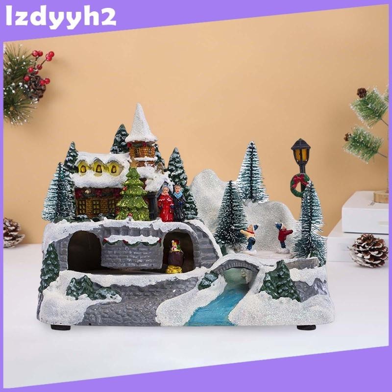 [LzdyyhacMY] LED Holiday Snow Village Scene House Building Battery ...