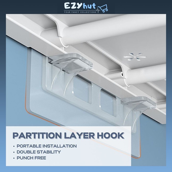 Partition Layer Hook Clapboard Sticky Hook Holder Punch Free Layered ...