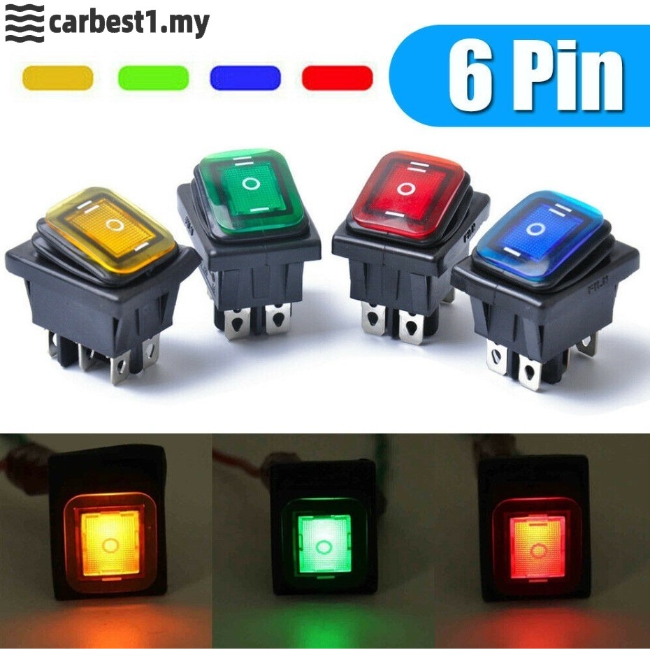 [carbest1] On-Off-On 6-Pin 12V Car/Boat LED Light Rocker Toggle Switch ...