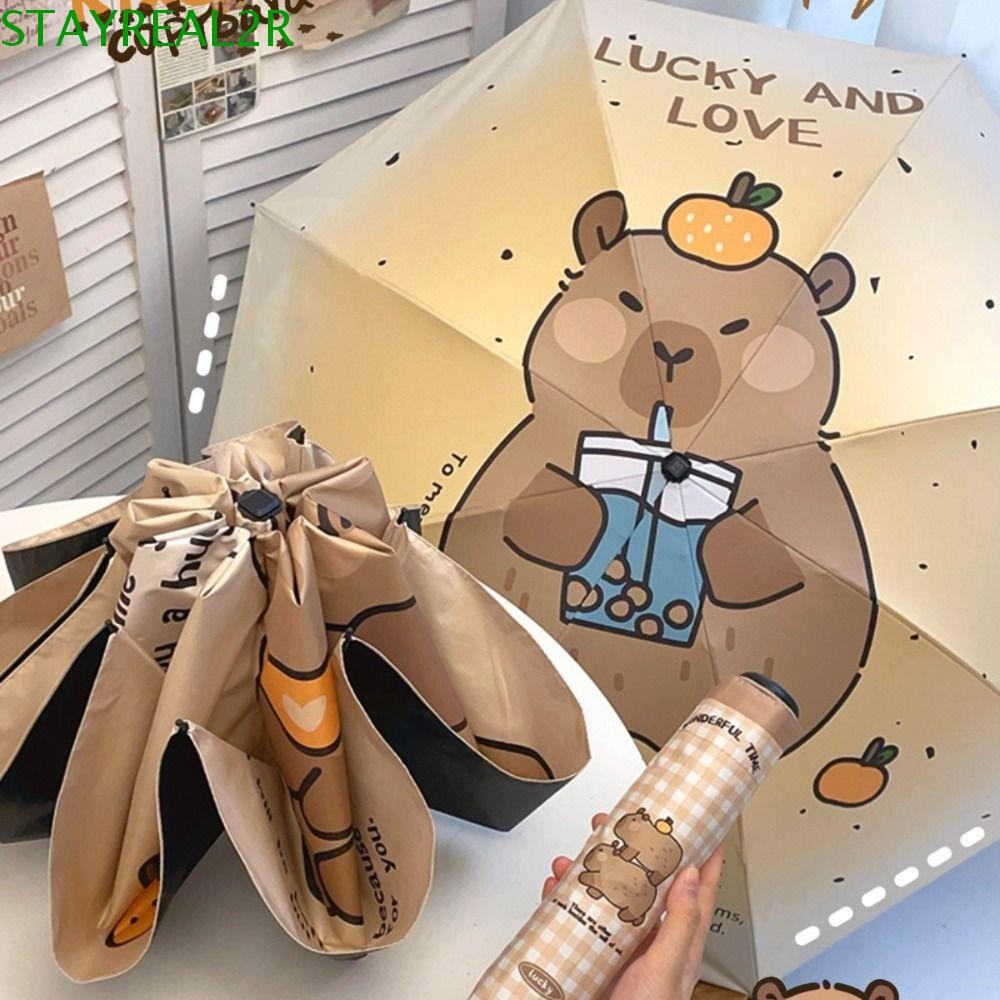 STAYREAL2R Capybara Automatic Umbrella, Mini Anti-UV Capybara Sun ...