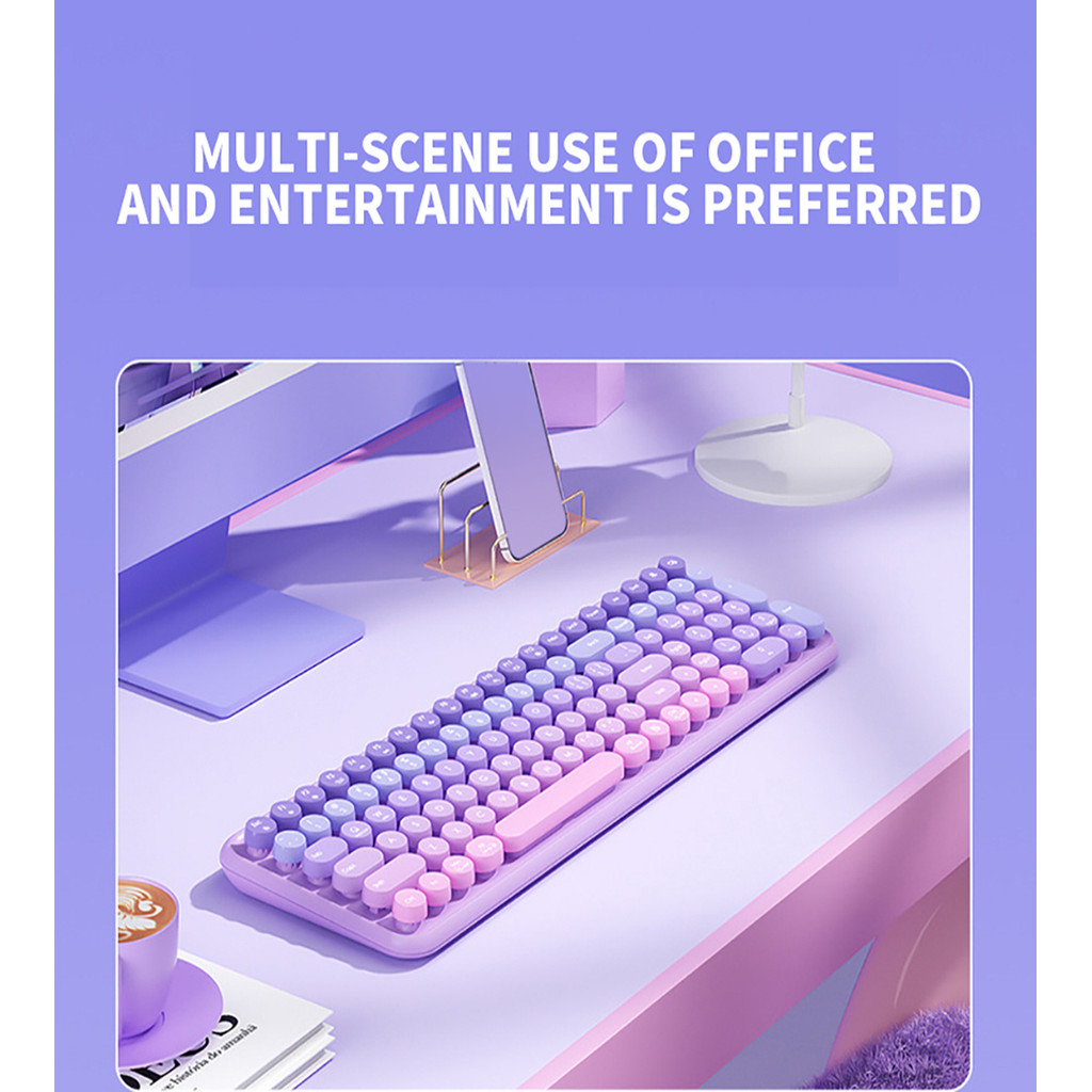 USB Keyboard Mouse Cute Mix Color 86 Keys Retro Round - View #10
