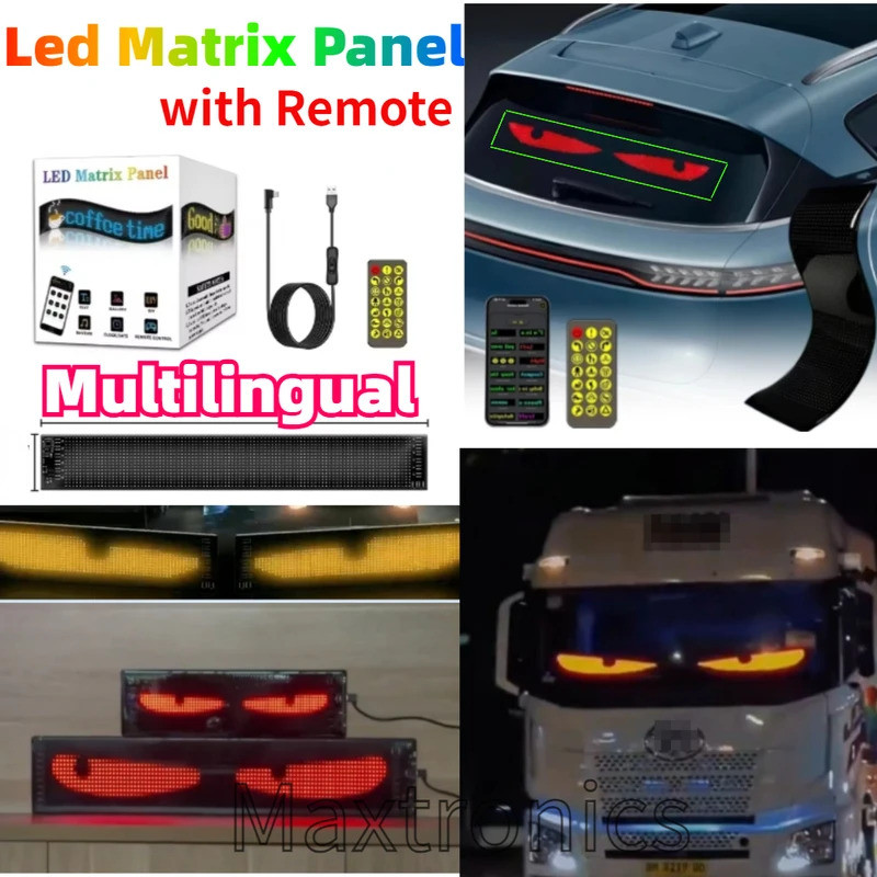 5V Car LED Sign Bluetooth APP LED Matrix Pixel Panel Multilingual DIY ...