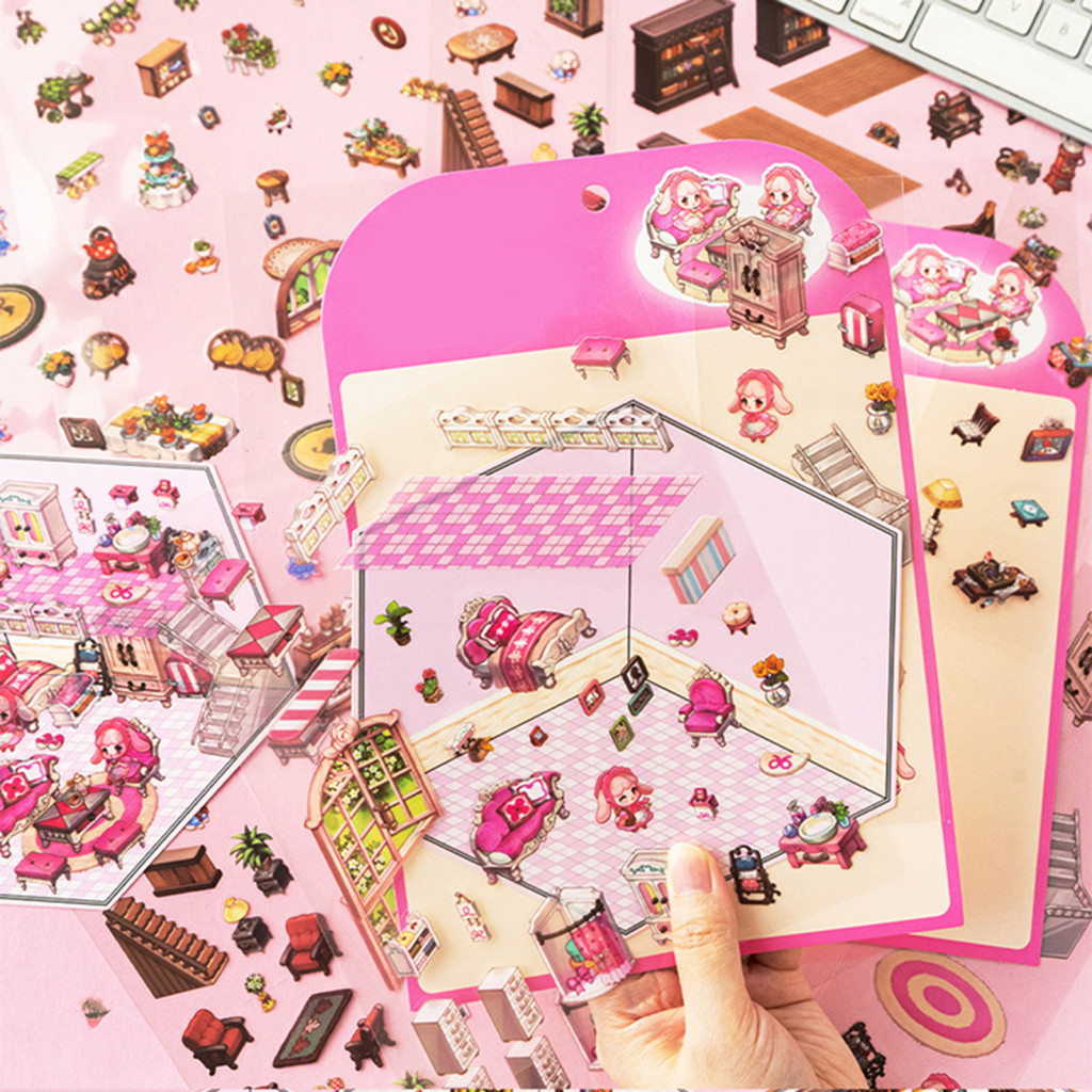 GH| 3d Stickers Sturdy Paper Stickers Diy 3d House Stickers Study ...