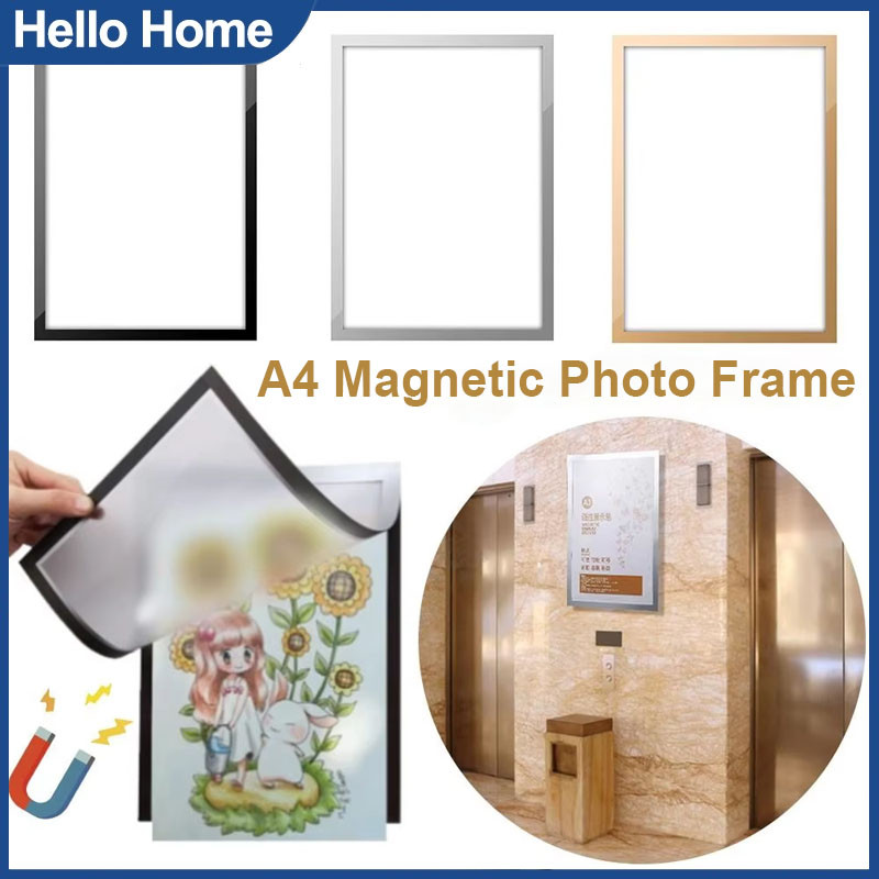 A4 Magnetic Photo Frame Self-adhesive Wall Display Frame Display Board ...