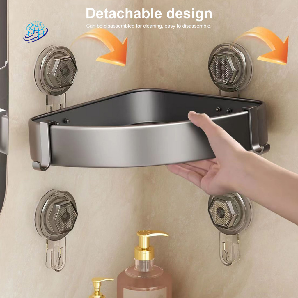 Walnut Bathroom Kitchen Suction Cup Shelf,No-Drill Wall-Mounted Storage Shelf Sink,No-Hole Suction Rack For Washbasin,No-Drill Wall-Mounted Storage Shelf (Black 50cm
