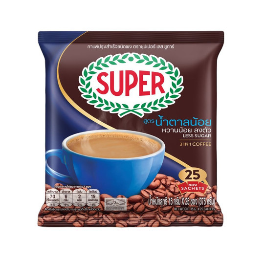 SUPER COFFEE 3IN1 LESS SUGAR 15GX25 SACHET | Shopee Malaysia