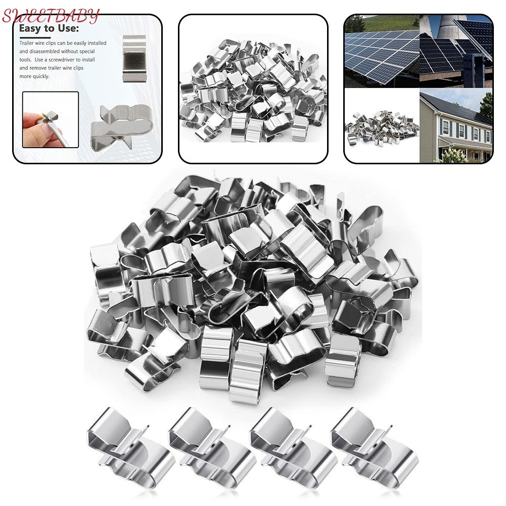 SWEETBB| 50 Pcs Trailer Frame Wire Cable Clips Stainless Steel Solar ...