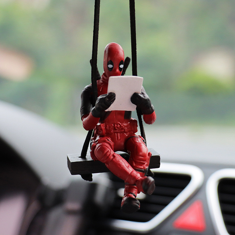 Cartoon Deadpool Car Rearview Mirror Pendant Read A Book SUCK IT Car ...