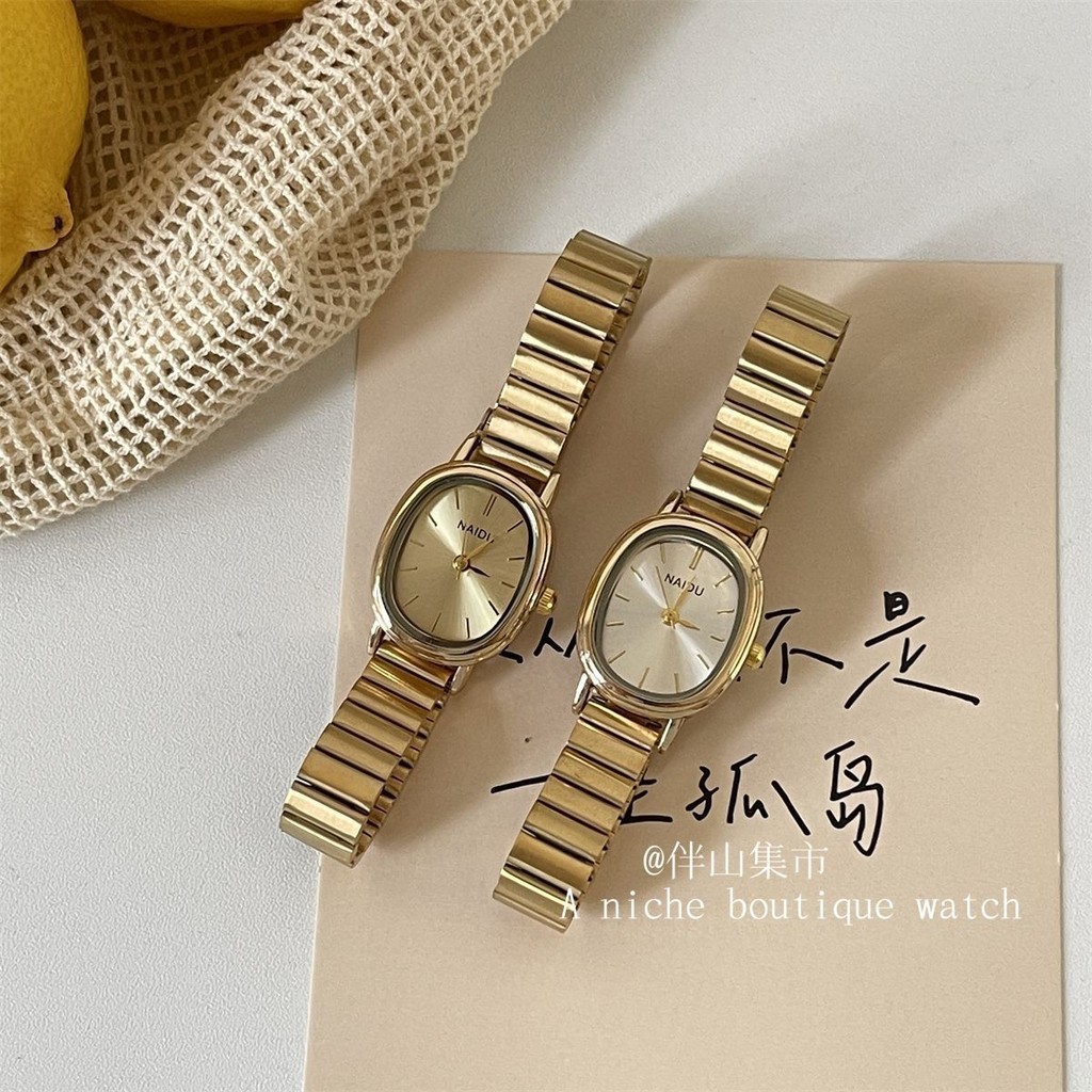 Small Oval Gold Watch Student Design Simple Light Luxury ins Chain ...