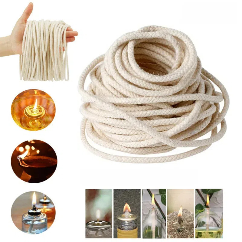 10M 4mm Long Burner Alcohol Wick Rope Cotton Smokeless Wick Round ...