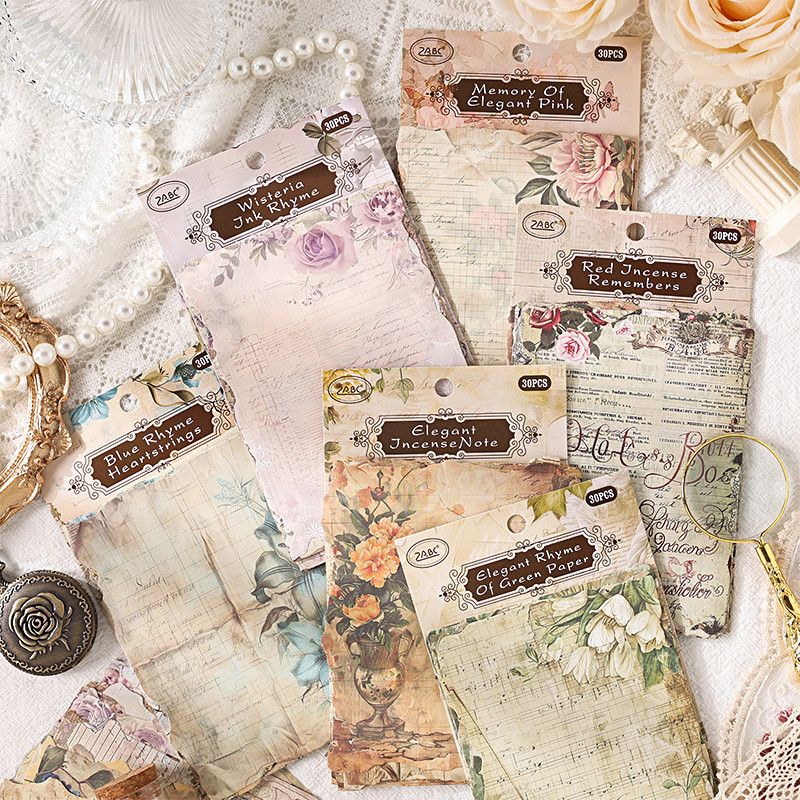 30 Sheets Literary Dream Series Material Paper Decoration DIY Material ...