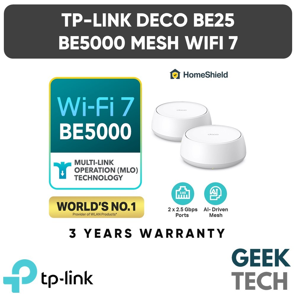 TP-Link Deco BE25 BE5000 WiFi 7 Whole Home AI-Driven Mesh WiFi Router ...